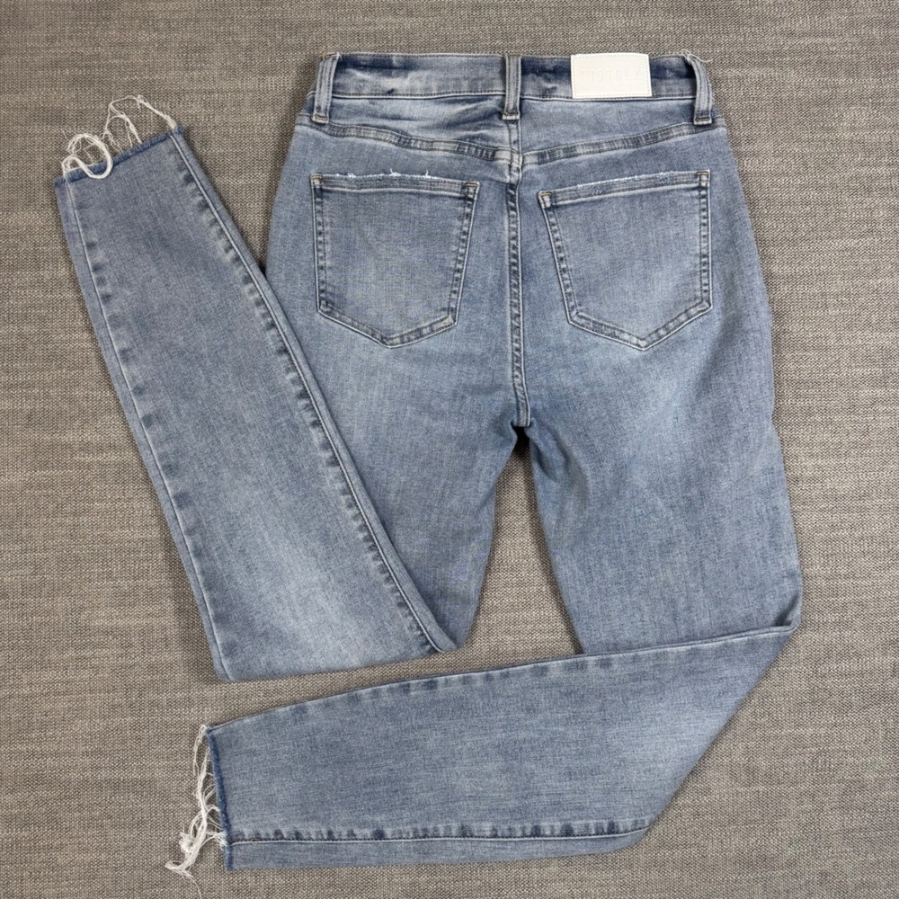 Pistola Womens 25 High Rise Skinny Jeans Button Fly Light Wash‎ Raw Hem - Picture 2 of 8